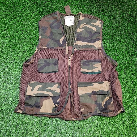 North West Territory Woodland Camo Hunting Fishing Vest Mens XL Game Bag - Picture 1 of 8